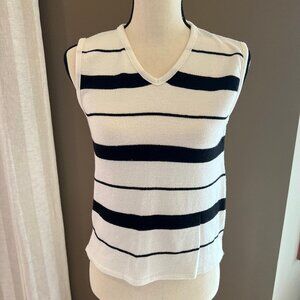 White Sweater vest with black stripe, Size Large (runs small)